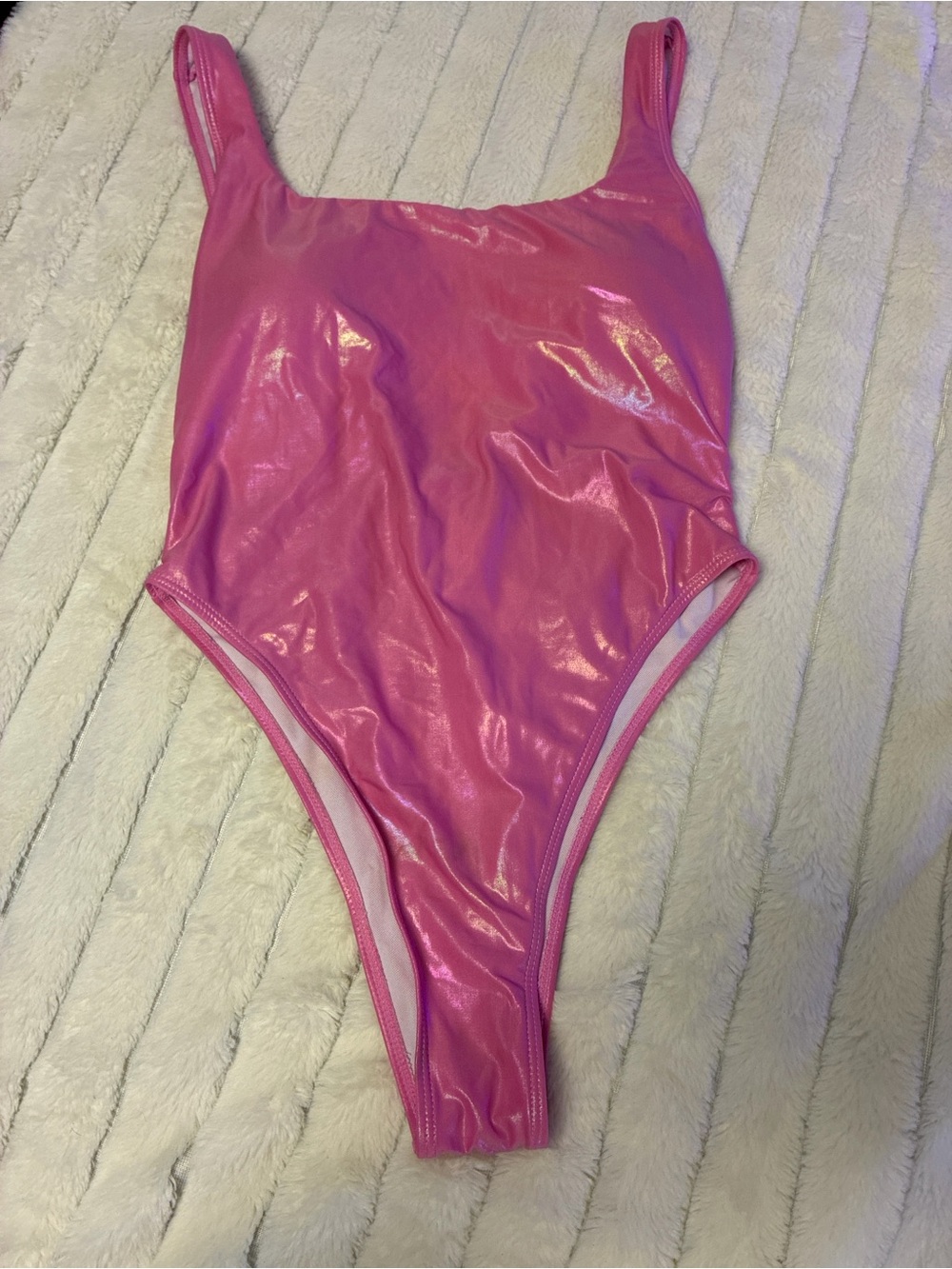 Shiny Hot Pink Girls' One-Piece Swimsuit